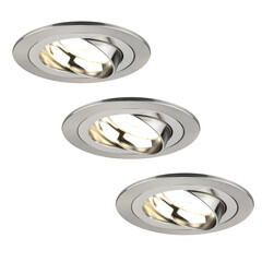 Dimmbare LED Einbaustrahler Edelstahl - Tokyo - 5W - 2700K - ø92mm - 3 Pack