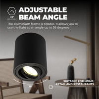 Ledvion Dimmbare LED Aufbaustrahle - Rund - Schwarz - 3W - 2700K - Kippbar - IP20