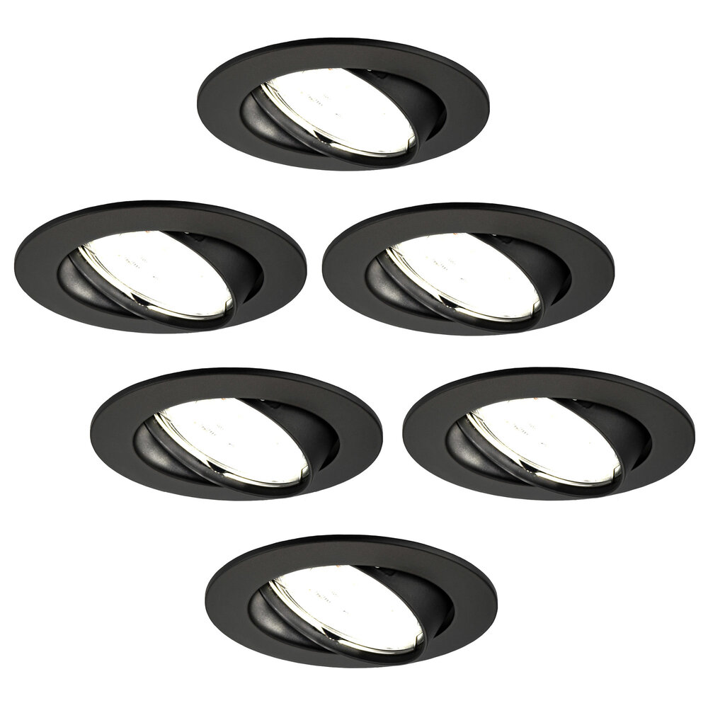 Ledvion Dimmbare LED Einbaustrahler Schwarz - Amsterdam - 5W - 4000K - ø82mm - 6 Pack