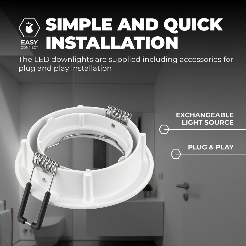 Ledvion Dimmbare LED Einbaustrahler Weiß - Amsterdam - 3W - 4000K - ø82mm - 6 Pack