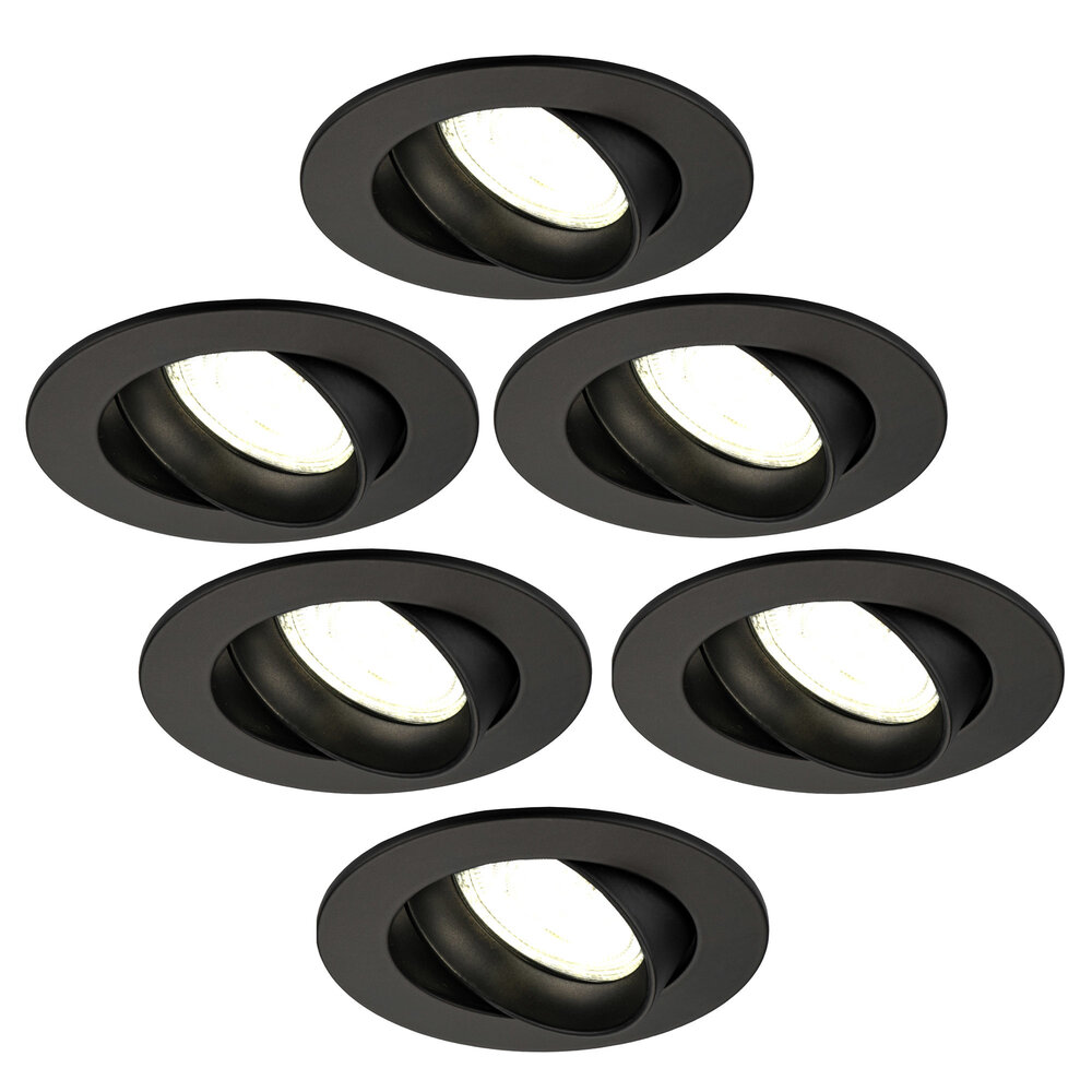 Ledvion Dimmbare LED Einbaustrahler Schwarz - Rio - 3W - 4000K - ø85mm - 6 Pack