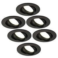 Ledvion Dimmbare LED Einbaustrahler Schwarz - Rio - 3W - 4000K - ø85mm - 6 Pack