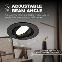 Ledvion Dimmbare LED Einbaustrahler Schwarz - Rio - 3W - 4000K - ø85mm - 6 Pack