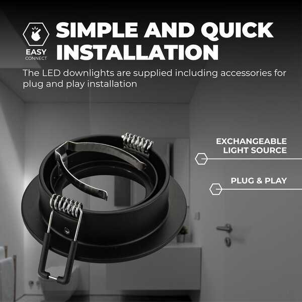 Ledvion Dimmbare LED Einbaustrahler Schwarz - Rio - 3W - 4000K - ø85mm - 6 Pack