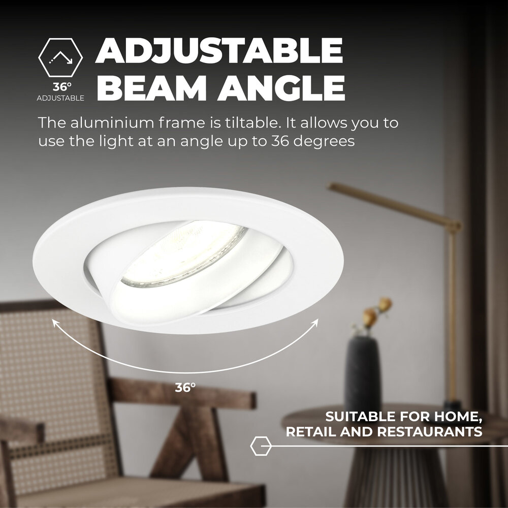 Ledvion Dimmbare LED Einbaustrahler Weiß - Rio - 3W - 4000K - ø85mm