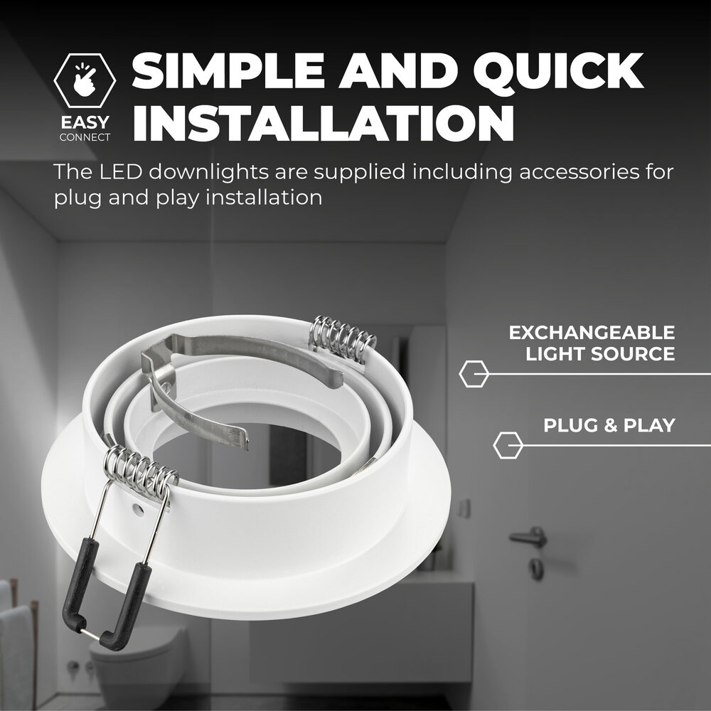 Ledvion Dimmbare LED Einbaustrahler Weiß - Rio - 3W - 4000K - ø85mm