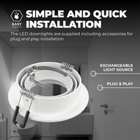 Ledvion Dimmbare LED Einbaustrahler Weiß - Rio - 3W - 4000K - ø85mm