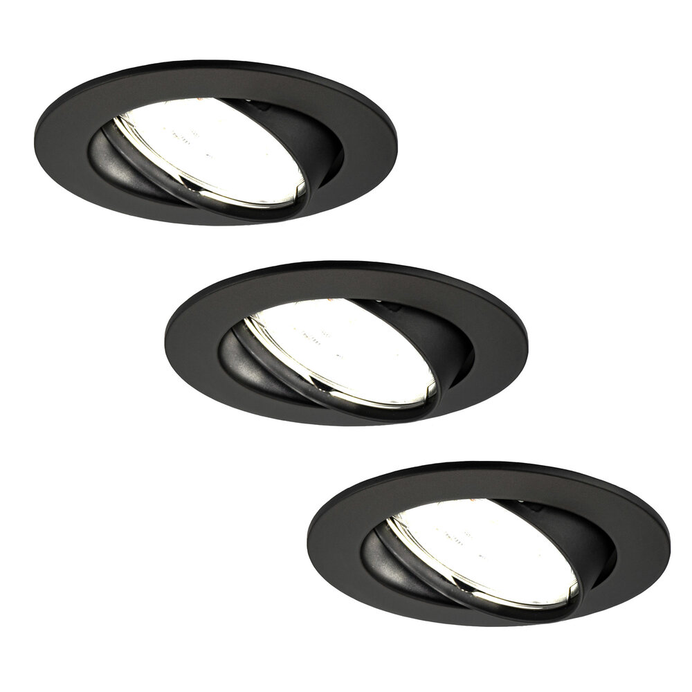 Ledvion Dimmbare LED Einbaustrahler Schwarz - Amsterdam - 5W - 6500K - ø82mm - 3 Pack