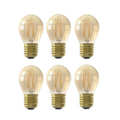 6x E27 LED Lampe Filament - 1W - 2100K - 50 Lumen - Gold