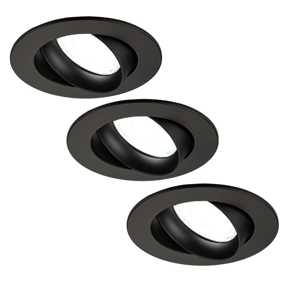 Ledvion Dimmbare LED Einbaustrahler Schwarz - Rio - 3W - 6500K - ø85mm - 3 Pack