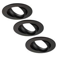 Ledvion Dimmbare LED Einbaustrahler Schwarz - Rio - 3W - 6500K - ø85mm - 3 Pack