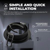 Ledvion Dimmbare LED Einbaustrahler Schwarz - Rio - 3W - 6500K - ø85mm - 3 Pack