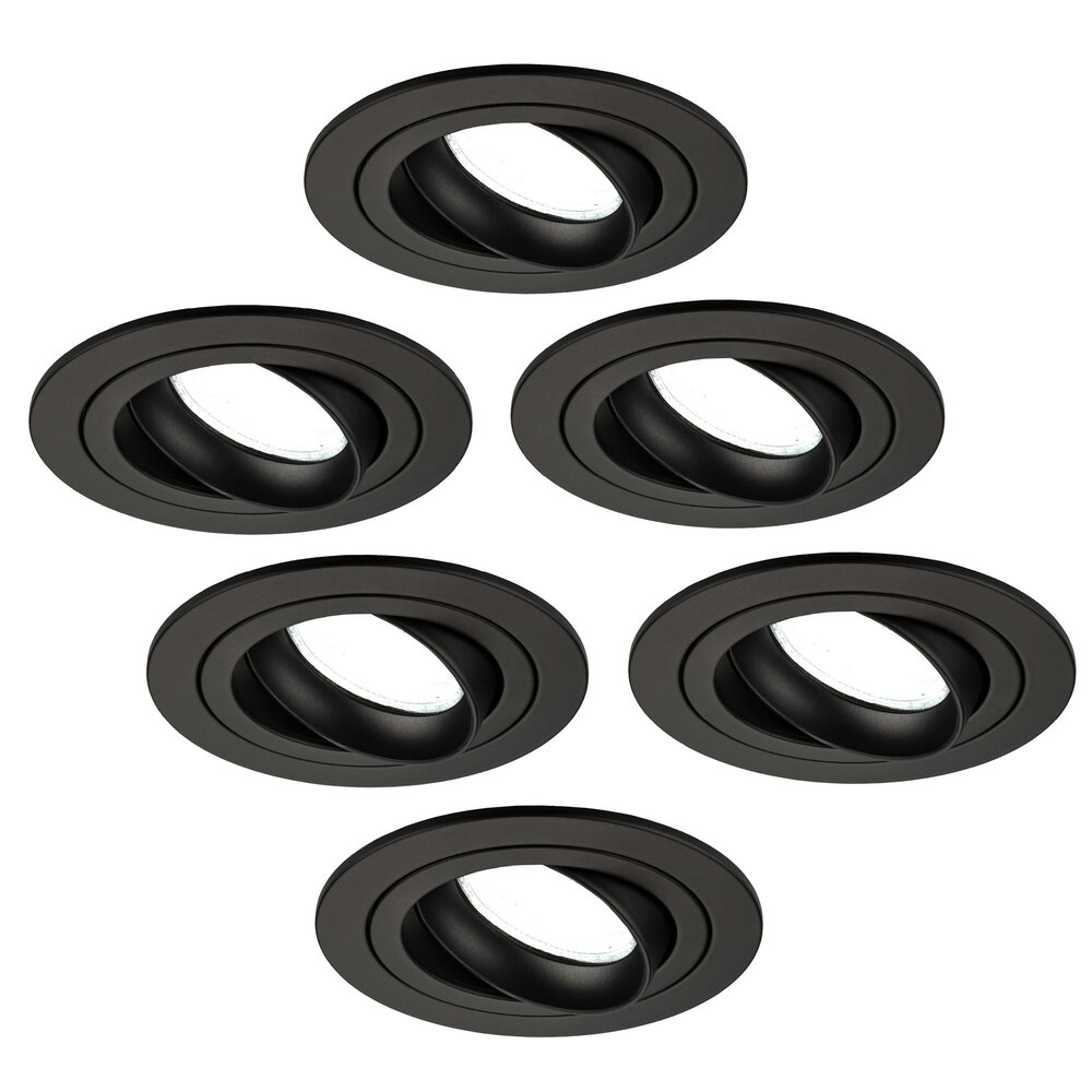 Ledvion Dimmbare LED Einbaustrahler Schwarz - Tokyo - 3W - 6500K - ø92mm - 6 Pack