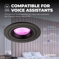 Ledvion Smart LED Einbaustrahler Schwarz - Tokyo - Smart WiFi - Dimmbar - RGBWW - 3 Pack