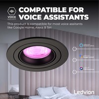 Ledvion Smart LED Einbaustrahler Schwarz - Tokyo - Smart WiFi - Dimmbar - RGB+CCT - 6 Pack