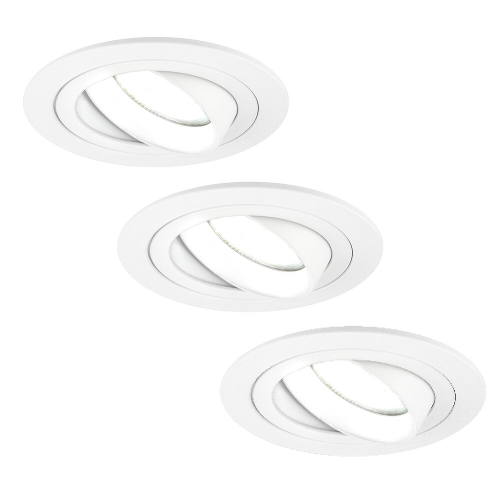 Ledvion Dimmbare LED Einbaustrahler Weiß - Tokyo - 3W - 6500K -  ø92mm - 3 Pack
