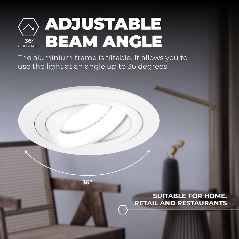 Ledvion Dimmbare LED Einbaustrahler Weiß - Tokyo - 3W - 6500K -  ø92mm - 3 Pack