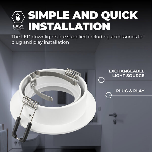 Ledvion Dimmbare LED Einbaustrahler Weiß - Tokyo - 3W - 6500K -  ø92mm - 3 Pack