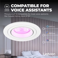 Ledvion Smart LED Einbaustrahler Weiß - Tokyo - Smart WiFi - Dimmbar - RGB+CCT