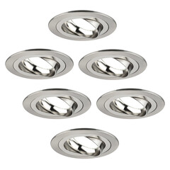 Dimmbare LED Einbaustrahler Edelstahl - Tokyo - 5W - 6500K - ø92mm - 6 Pack