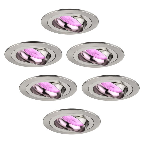 Ledvion Smart LED Einbaustrahler Edelstahl - Tokyo - Smart WiFi - Dimmbar - RGB+CCT - 6 Pack