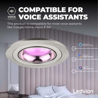 Ledvion Smart LED Einbaustrahler Edelstahl - Tokyo - Smart WiFi - Dimmbar - RGB+CCT - 6 Pack
