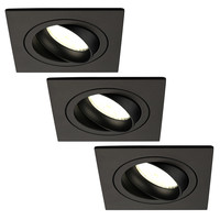 Ledvion Dimmbare LED Einbaustrahler Schwarz - Sevilla - 5W - 4000K - 92mm - Quadrat - 3 Pack