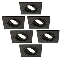 Ledvion Dimmbare LED Einbaustrahler Schwarz - Sevilla - 5W - 4000K - 92mm - Quadrat - 6 Pack