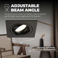 Ledvion Dimmbare LED Einbaustrahler Schwarz - Sevilla - 3W - 4000K - 92mm - Quadrat - 6 Pack