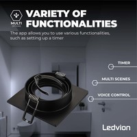 Ledvion Smart LED Einbaustrahler Schwarz - Sevilla - Smart WiFi - Dimmbar - RGB+CCT
