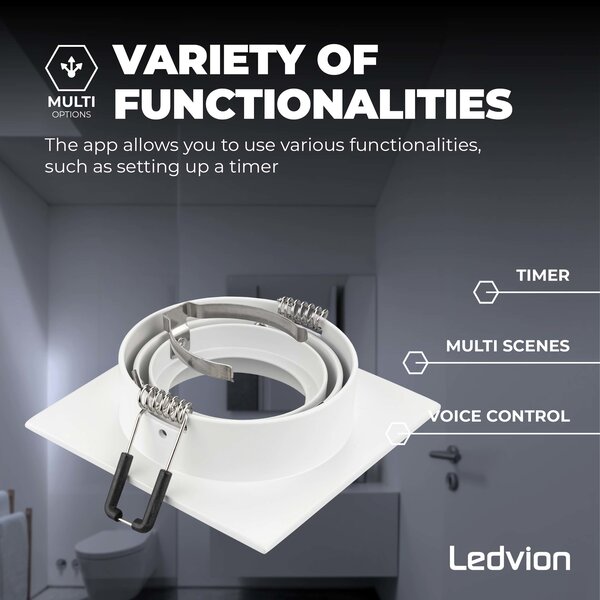 Ledvion Smart LED Einbaustrahler Weiß - Sevilla - Smart WiFi - Dimmbar - RGB+CCT - 6 Pack