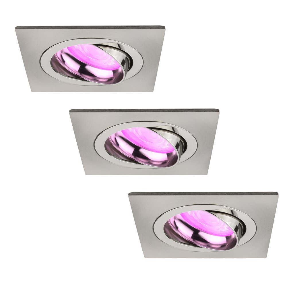 Ledvion Smart LED Einbaustrahler Edelstahl - Sevilla - Smart WiFi - Dimmbar - RGB+CCT - 3 Pack