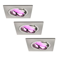 Smart LED Einbaustrahler Edelstahl - Sevilla - Smart WiFi - Dimmbar - RGB+CCT - 3 Pack