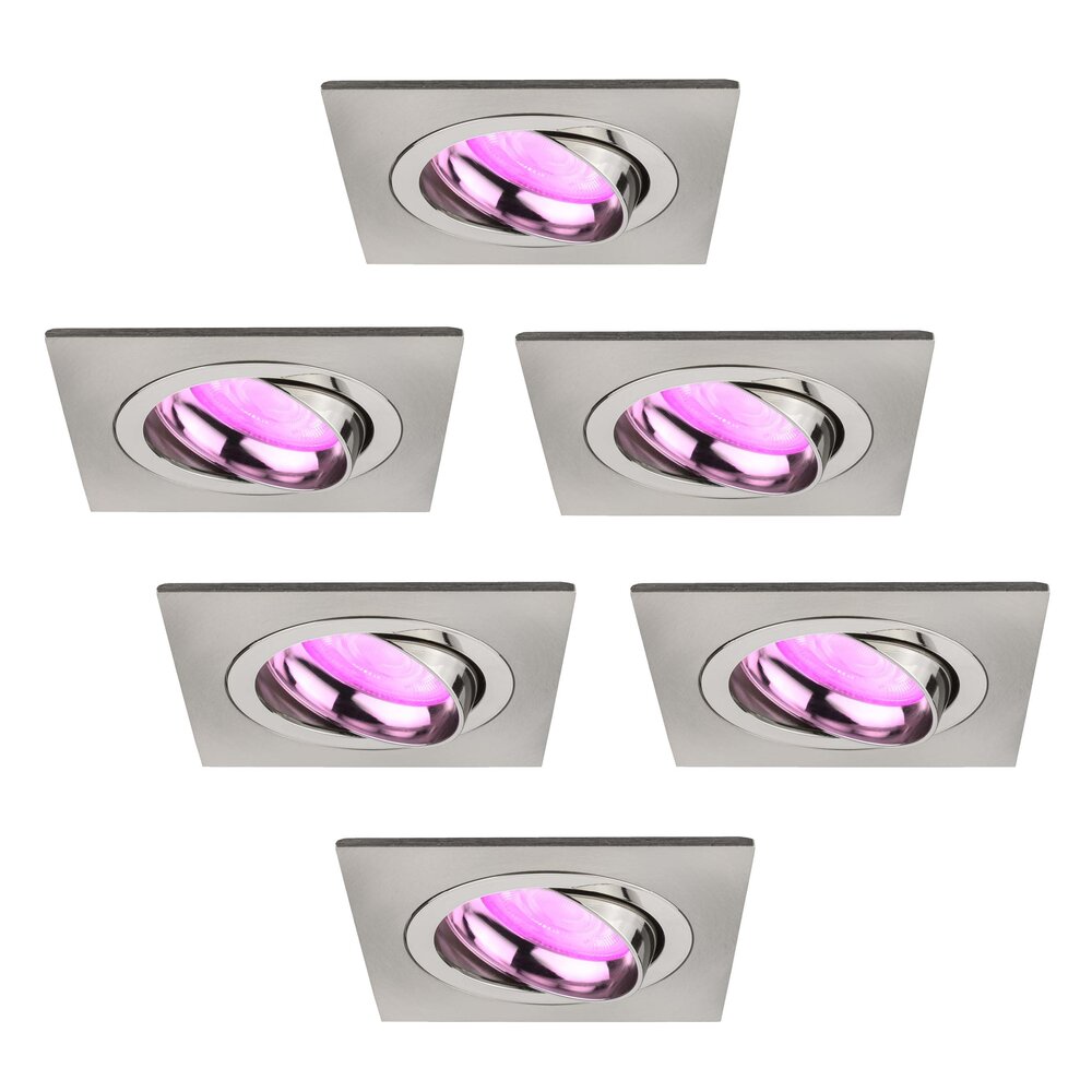 Ledvion Smart LED Einbaustrahler Edelstahl - Sevilla - Smart WiFi - Dimmbar - RGB+CCT - 6 Pack