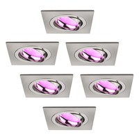 Ledvion Smart LED Einbaustrahler Edelstahl - Sevilla - Smart WiFi - Dimmbar - RGB+CCT - 6 Pack