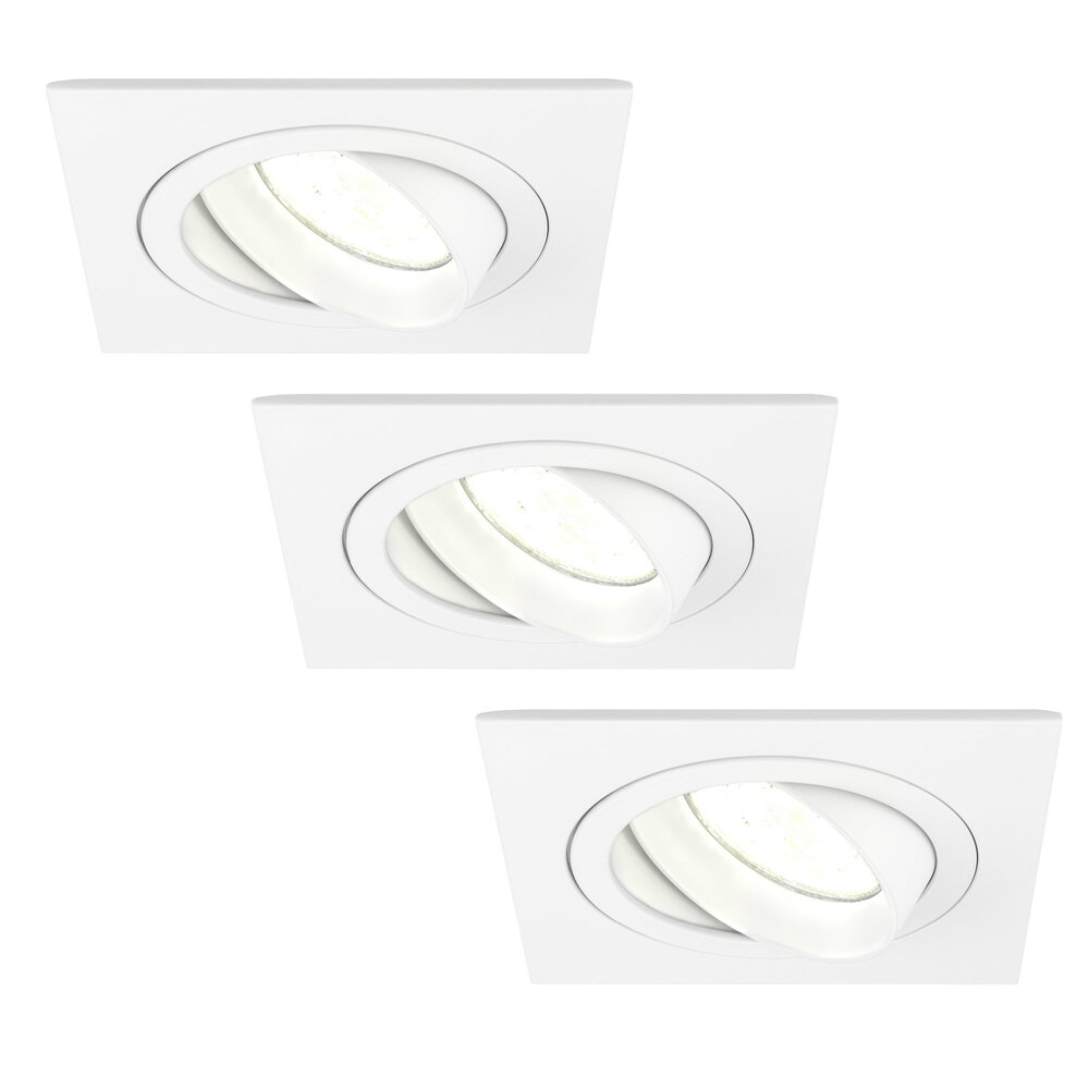 Ledvion Dimmbare LED Einbaustrahler Weiß - Sevilla - 5W - 4000K - 92mm - Quadrat - 3 Pack