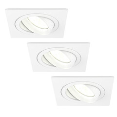 Dimmbare LED Einbaustrahler Weiß - Sevilla - 5W - 4000K - 92mm - Quadrat - 3 Pack