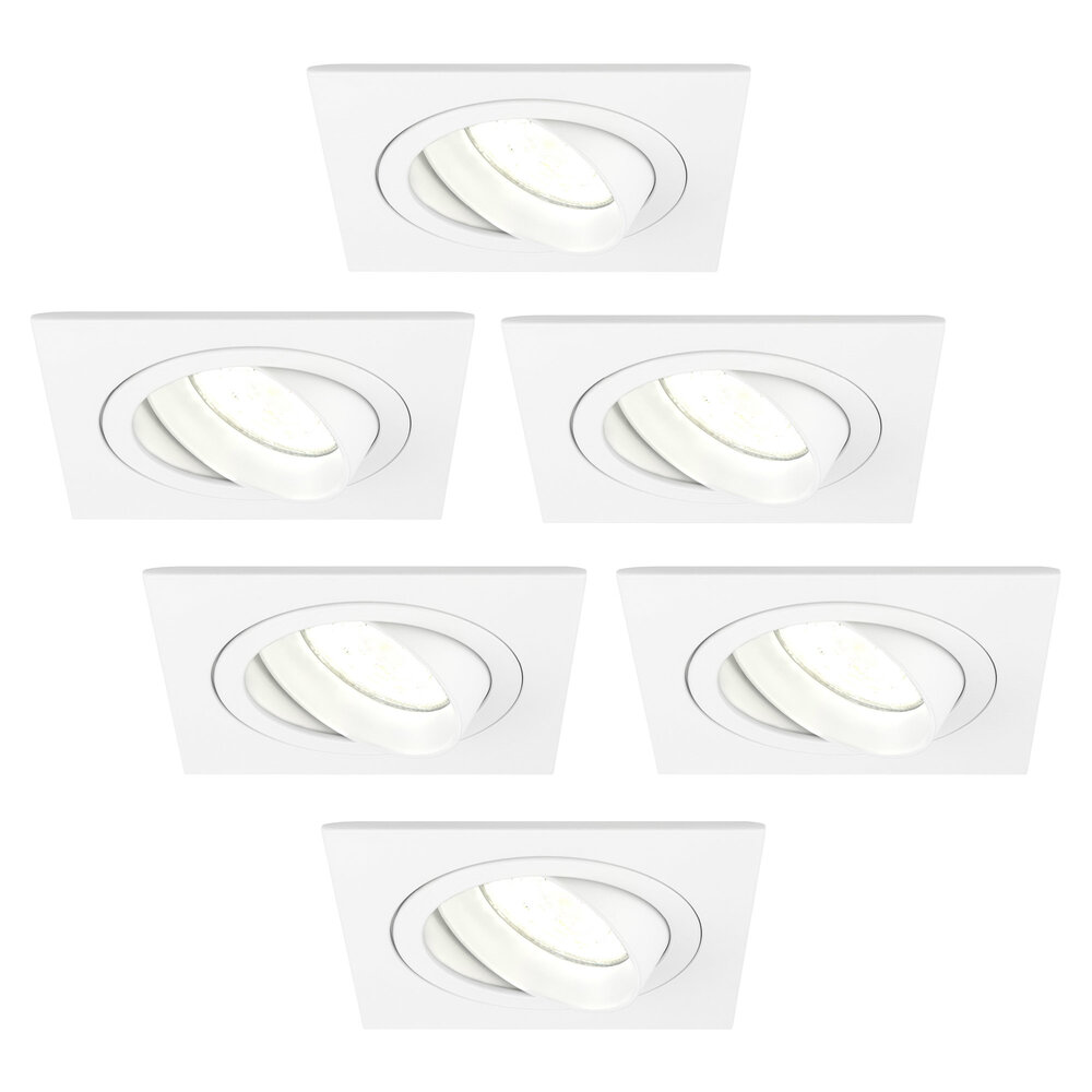 Ledvion Dimmbare LED Einbaustrahler Weiß - Sevilla - 3W - 4000K - 92mm - Quadrat - 6 Pack