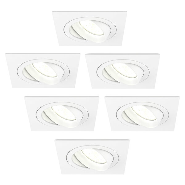 Ledvion Dimmbare LED Einbaustrahler Weiß - Sevilla - 5W - 4000K - 92mm - Quadrat - 6 Pack