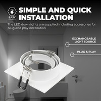 Dimmbare LED Einbaustrahler Weiß - Sevilla - 5W - 4000K - 92mm - Quadrat - 6 Pack Ledvion Dimmbare LED Einbaustrahler Weiß - Sevilla - 5W - 4000K - 92mm - Quadrat - 6 Pack