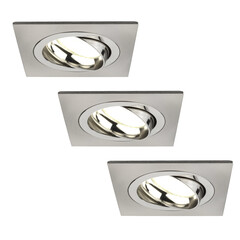 Dimmbare LED Einbaustrahler Edelstahl - Sevilla - 5W - 4000K - 92mm - Quadrat - 3 Pack