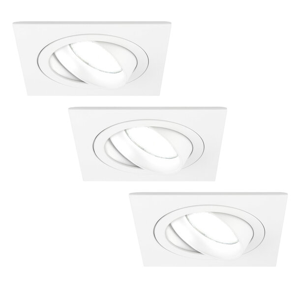 Ledvion Dimmbare LED Einbaustrahler Weiß - Sevilla - 5W - 6500K - 92mm - Quadrat - 3 Pack