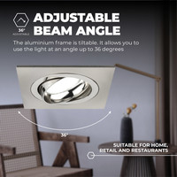 Dimmbare LED Einbaustrahler Edelstahl - Sevilla - 5W - 6500K - 92mm - Quadrat - 3 Pack Ledvion Dimmbare LED Einbaustrahler Edelstahl - Sevilla - 5W - 6500K - 92mm - Quadrat - 3 Pack