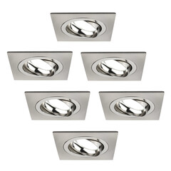 Dimmbare LED Einbaustrahler Edelstahl - Sevilla - 5W - 6500K - 92mm - Quadrat - 6 Pack