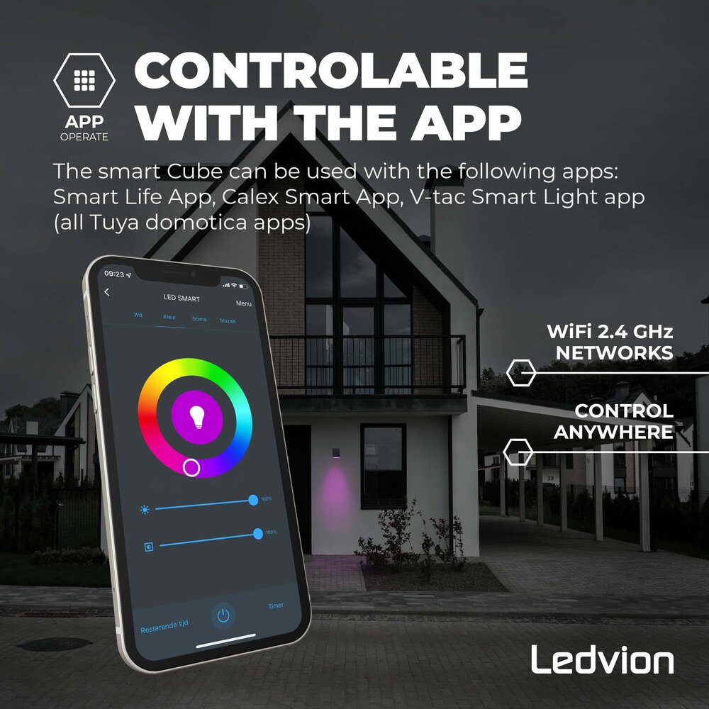 Ledvion Smart LED Wandleuchte - San Diego Schwarz