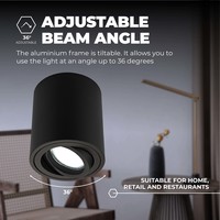 Ledvion Dimmbare LED Aufbaustrahle - Rund - Schwarz - 3W - 6500K - Kippbar - IP20
