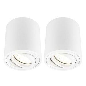 Ledvion 2x Dimmbare LED Aufbaustrahle - Rund - Weiß - 5W - 2700K - Kippbar - IP20 2x Dimmbare LED Aufbaustrahle - Rund - Weiß - 5W - 2700K - Kippbar - IP20