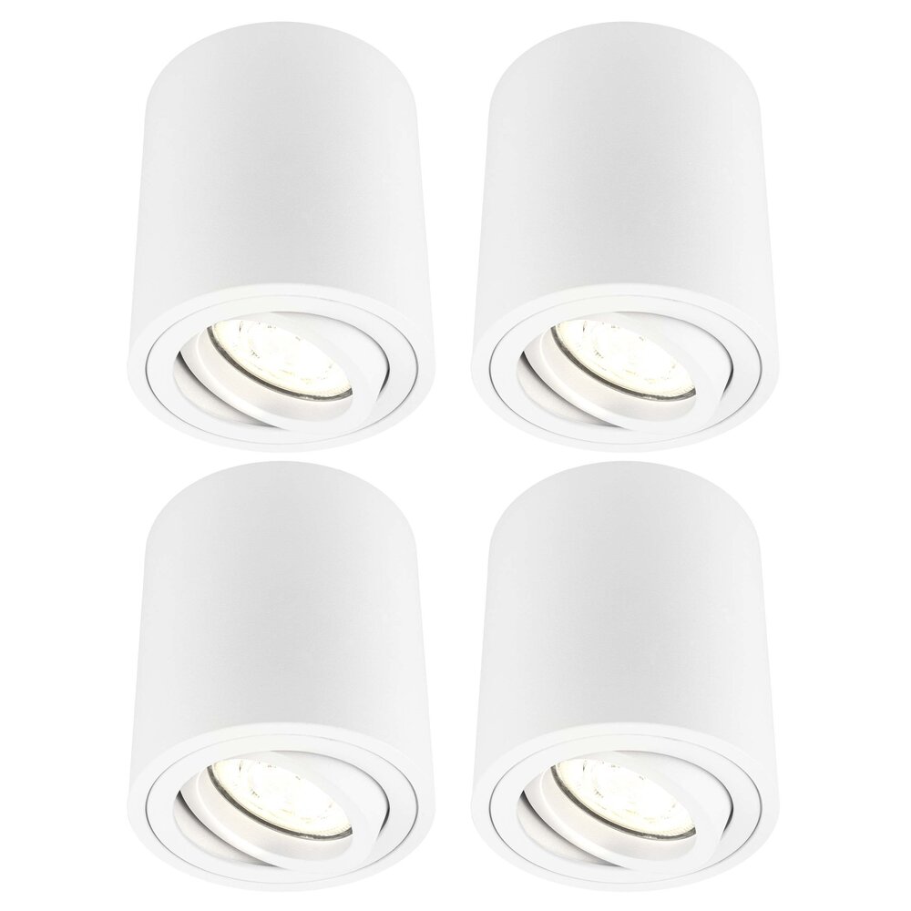 Ledvion 4x Dimmbare LED Aufbaustrahle - Rund - Weiß - 5W - 2700K - Kippbar - IP20