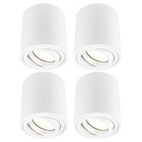 Ledvion 4x Dimmbare LED Aufbaustrahle - Rund - Weiß - 3W - 2700K - Kippbar - IP20