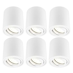 6x Dimmbare LED Aufbaustrahle - Rund - Weiß - 5W - 2700K - Kippbar - IP20